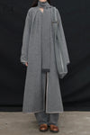 Mutedance 24 Autumn and Winter Collarless Buttoned Belt Long Coat MD-MD24FW19-GRAY MD24FW19 MD24FW20